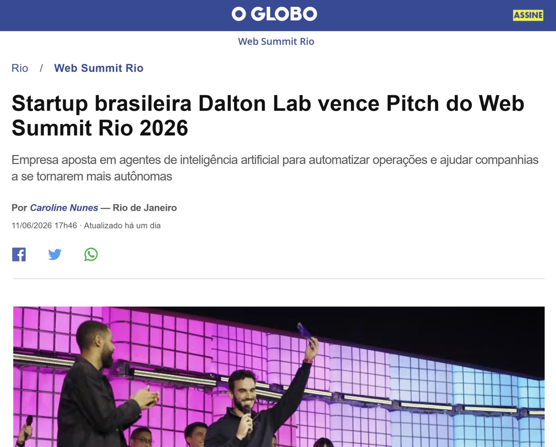 O Globo — Dalton Lab vence o Pitch