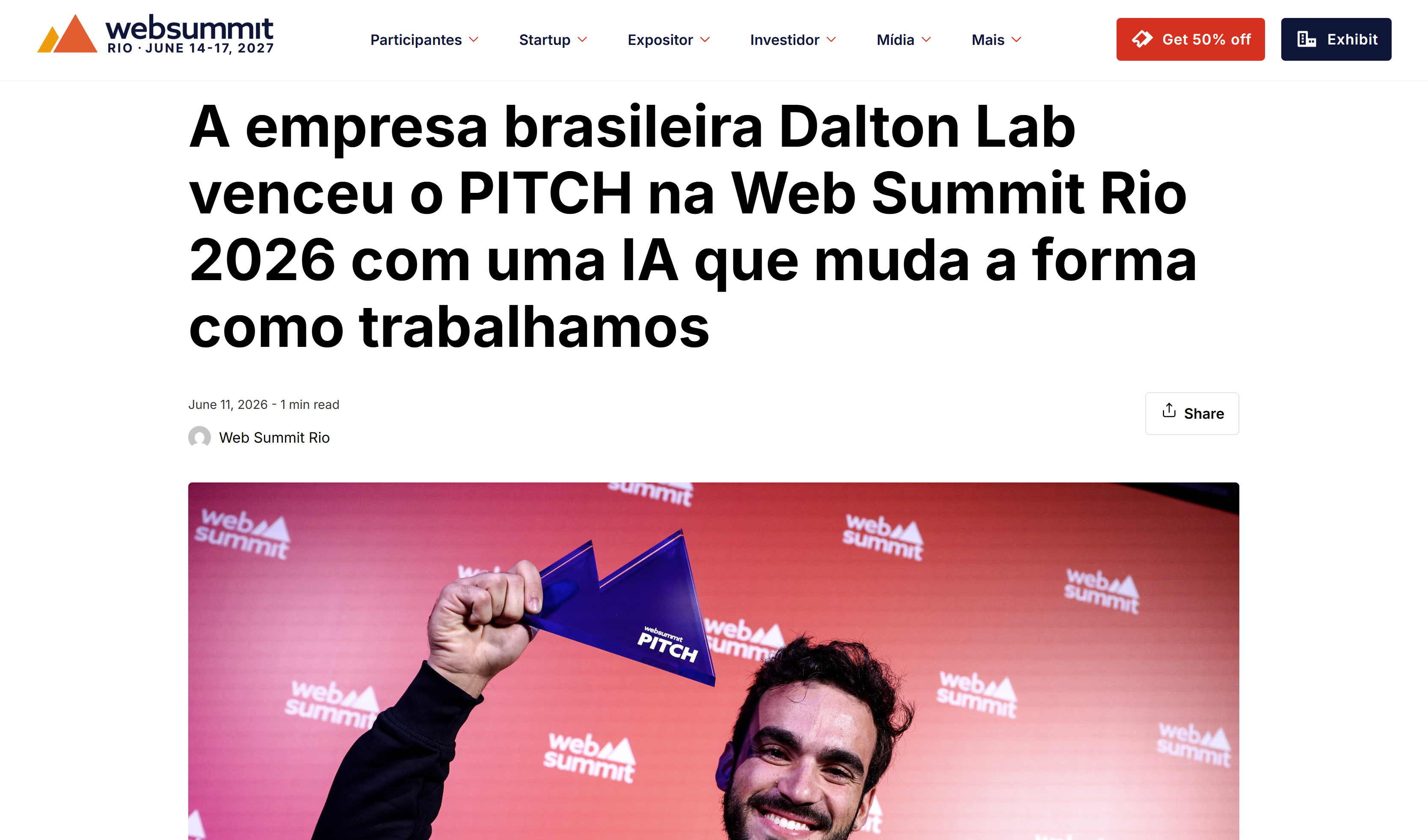 Web Summit — Dalton Lab vence o Pitch